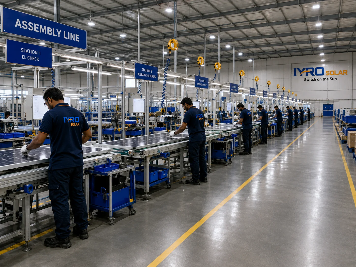 Assembly line at the IYRO Solar plant