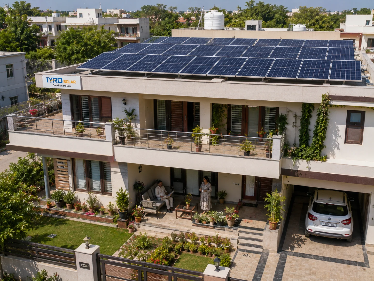 Rooftop solar array on an occupied home