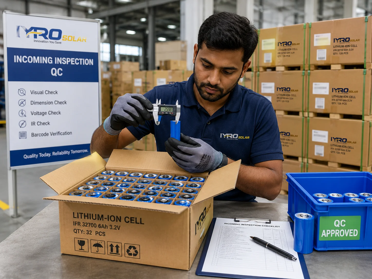Incoming inspection of cells and materials