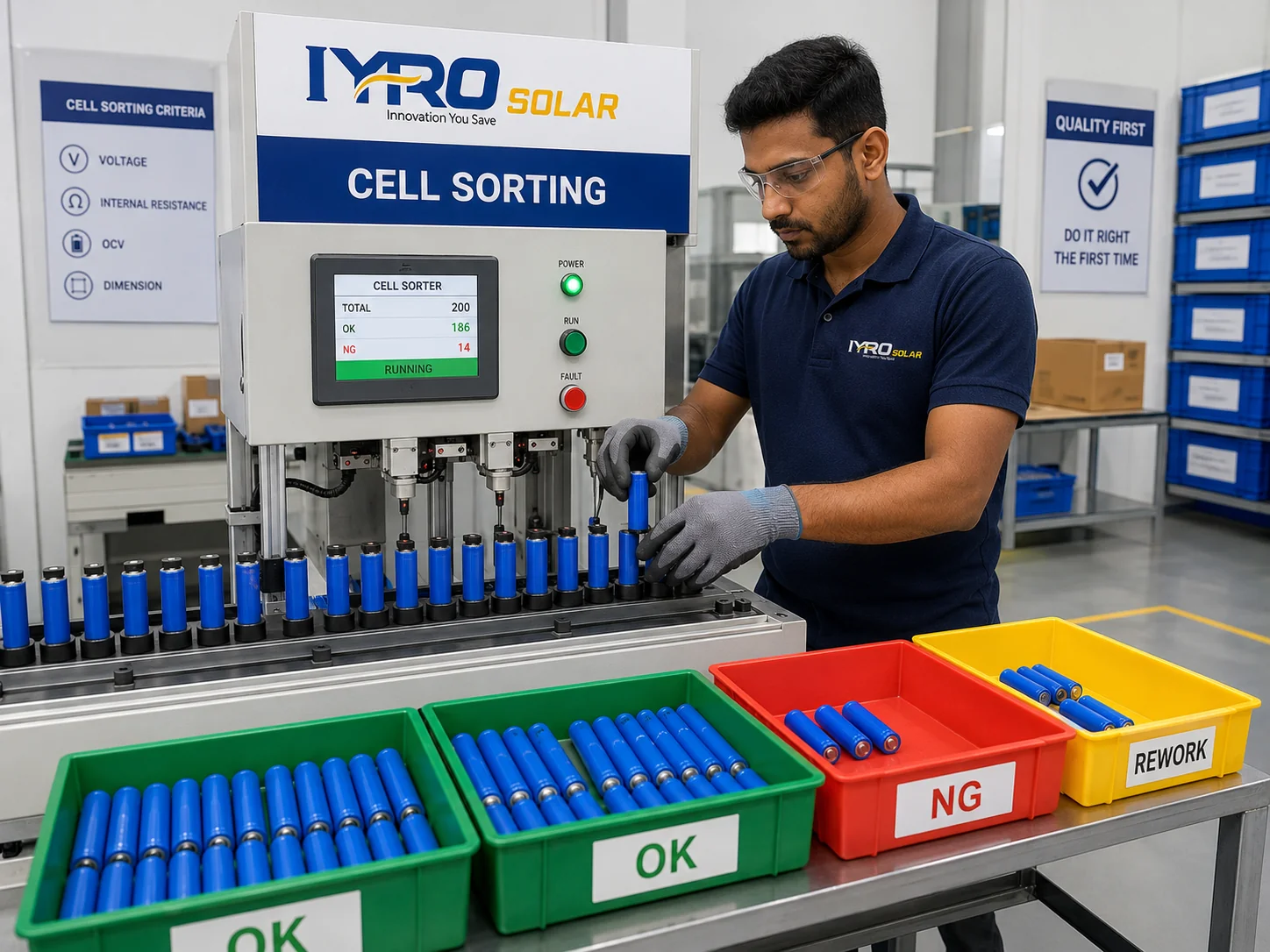Cells being graded by current bin on the sorter