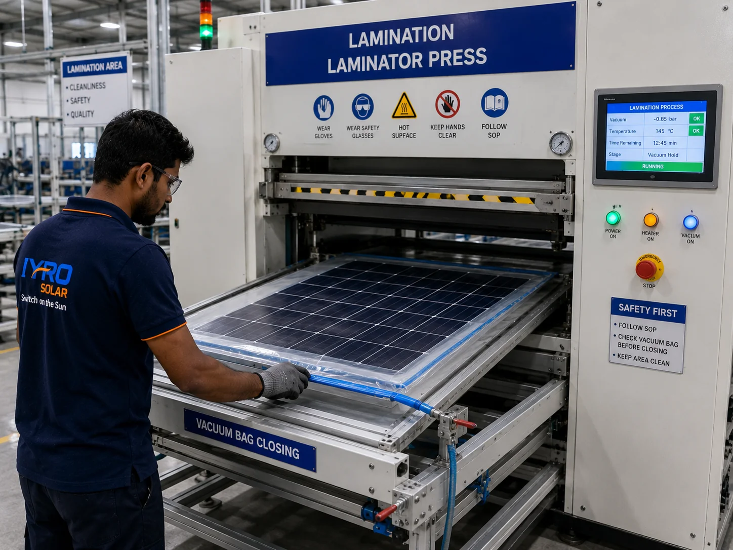 Vacuum laminator being loaded