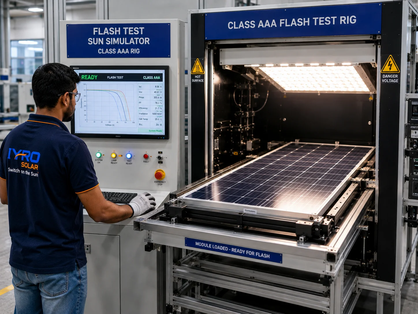 Class AAA sun simulator flash testing a module